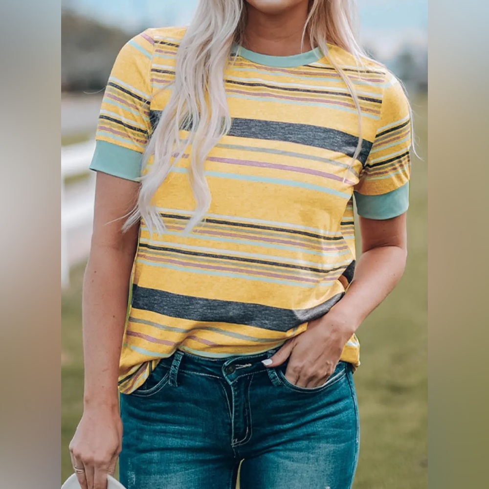 Multicolor Stripe Crewneck Tee